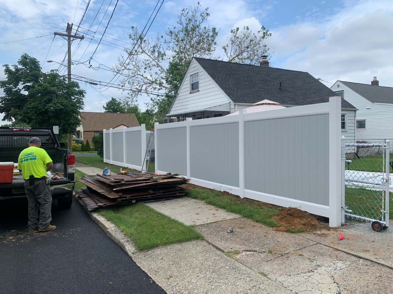 Completed fence installation by the Three Brothers Fence Co. crew