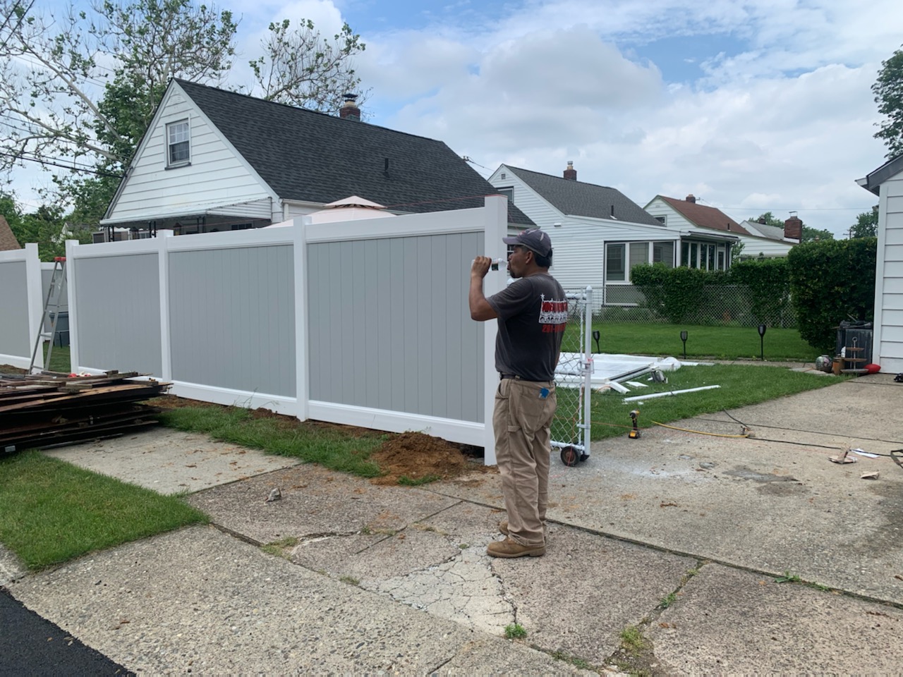 Completed fence installation by the Three Brothers Fence Co. crew
