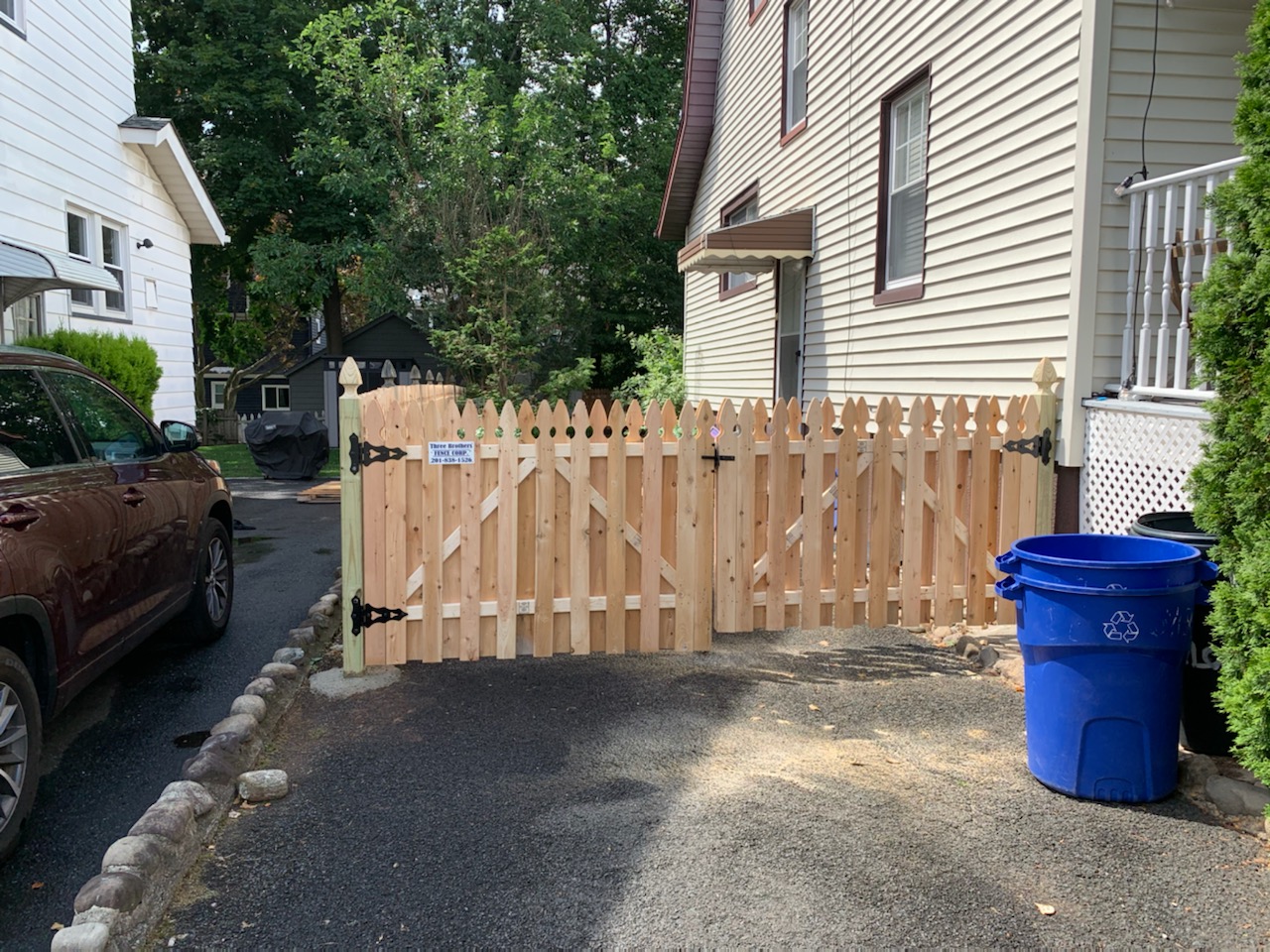 Completed fence installation by the Three Brothers Fence Co. crew